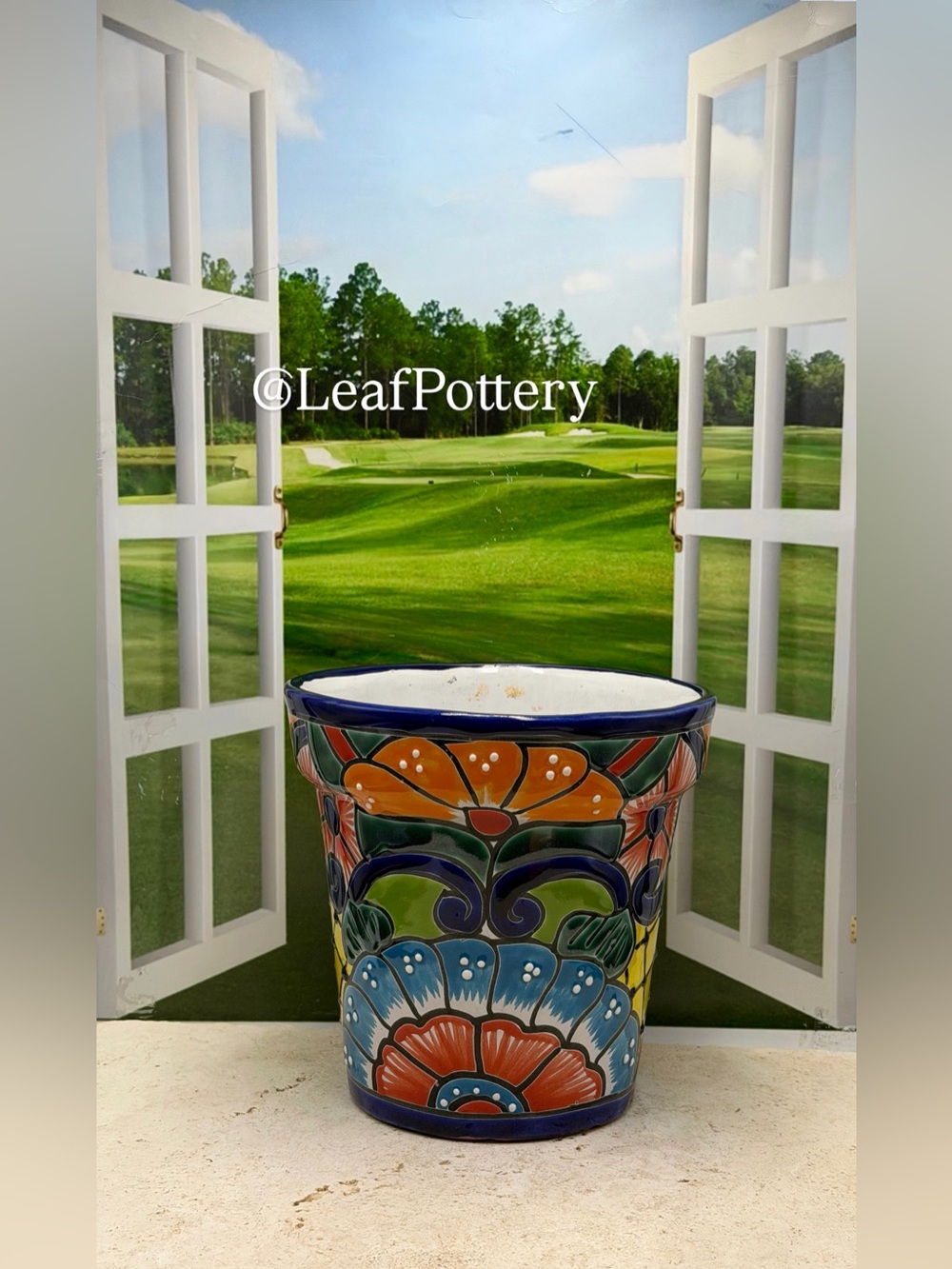 Hand Painted Talavera Planter with Drainage Hole - Picture 3 of 11